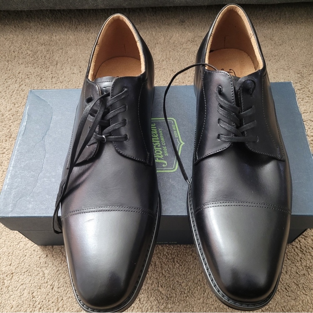 New! Florsheim Leather Lace Black Dress Shoes Size 9.5